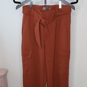 ONE Belted Cargo Dress Pant in Rust MEDIUM
